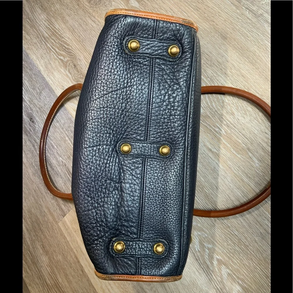 Dooney & Bourke Vintage Leather Satchel Navy Blue / Tan